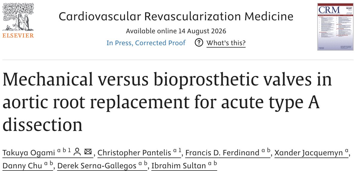 UPMC_CTSurgery's tweet photo. Valve choice is relevant in decision-making in pts undergoing surgery for acute type A #AorticDissection: ⬆️ reoperation for bleeding in pts receiving mechanical valves; bioprosthetic valves associated with ⬆️ risk for long-term mortality
🔗: https://t.co/td8AtDyrHk
@HviUpmc https://t.co/bkxR2ed5yr