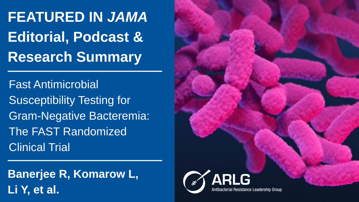 ARLGnetwork's tweet photo. The #ARLGnetwork FAST trial evaluated rapid vs. standard antimicrobial susceptibility testing for gram-negative bloodstream infections. Read the results and check out the highlights in a @JAMAnetwork editorial, podcast, and research summary🔗https://t.co/yJtmkMRrZL https://t.co/xjUnH6P0yF