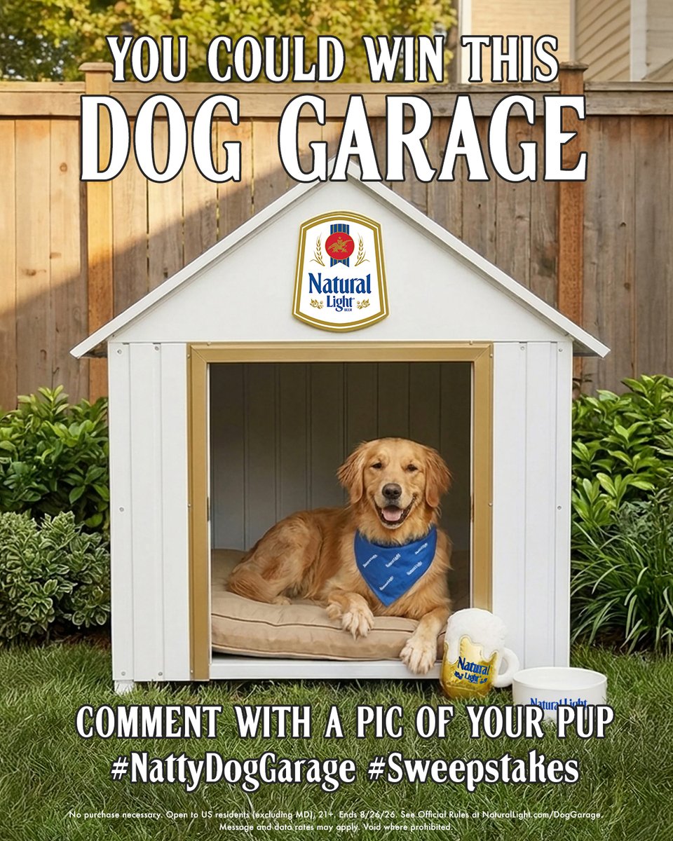 naturallight's tweet photo. 🐶Your best friend deserves their own garage 🐶 Comment #NattyDogGarage #Sweepstakes with a pic of your pup for a chance to win a Natty dog house! https://t.co/X2Q3ickrI8
