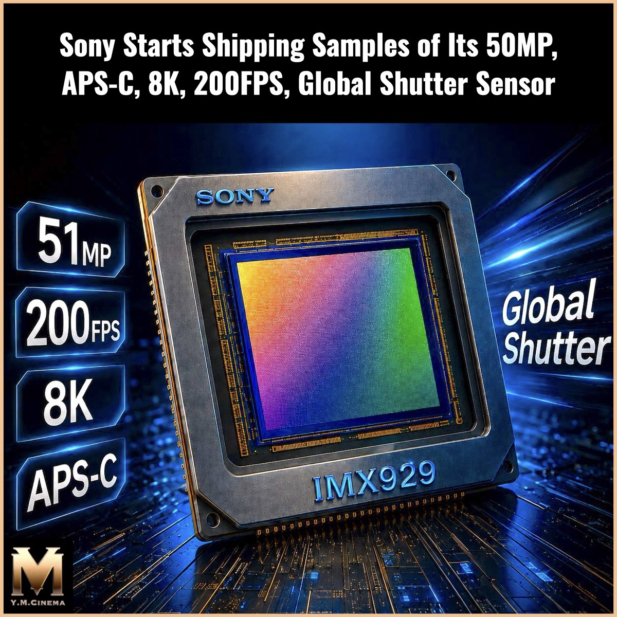 Y_M_Cinema's tweet photo. 🔵 Sony has started shipping samples of the IMX929 📷 A 50MP #GlobalShutter sensor reaching up to 201 fps in 10 bit puts serious throughput behind 8K class imaging ⚙️ Read more: https://t.co/zMaQbQfG6T #Sony https://t.co/RGypQr8kal