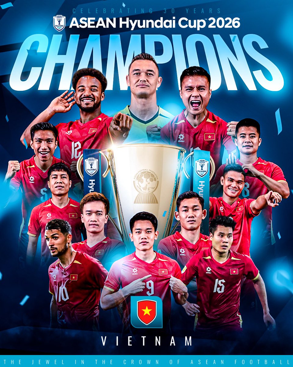 aseanutdfc's tweet photo. 🇻🇳 Kings of ASEAN 🏆 

#ASEANHyundaiCup
#ASEANChampionship
#ASEANUtdFC https://t.co/JcYfcVnedk