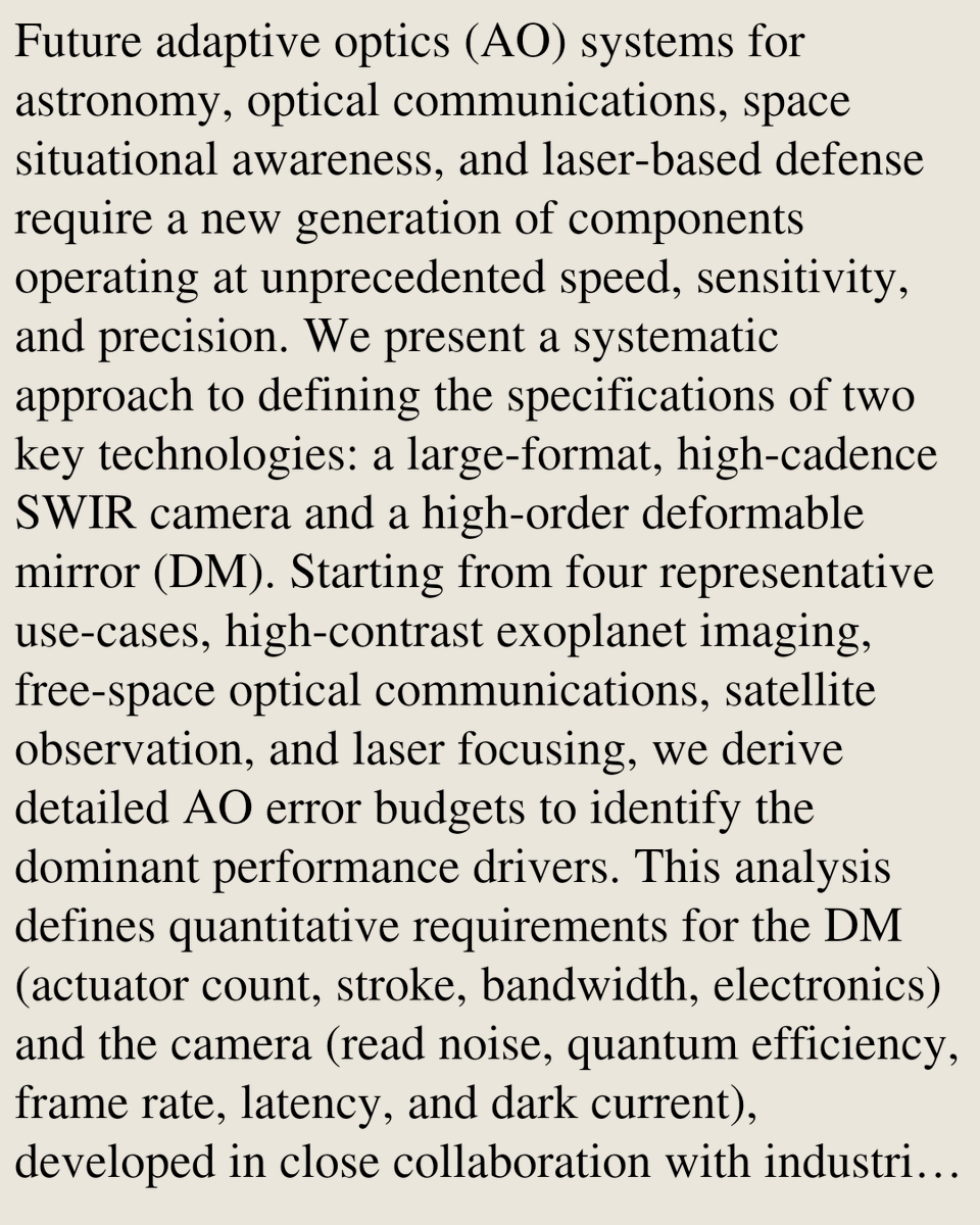 AstrophysicsIns's tweet photo. Cassiopee: Defining the next-generation deformable mirror and high-speed SWIR camera for adaptive optics applications

B. Neichel, T. Fusco, F. Oyarzun, V. Chambouleyron, J. -F. Sauvage, C. -T. Héritier, J. Charton, C. Pravert, …
https://t.co/ZCNuJlG3wh [𝚊𝚜𝚝𝚛𝚘-𝚙𝚑.𝙸𝙼] https://t.co/E7ELsypgUB