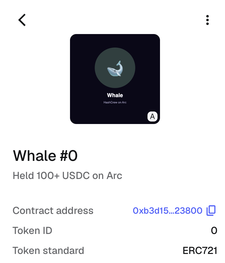 natalii9996's tweet photo. Minted real on-chain NFT badges today - no IPFS, no external hosting. Artwork + metadata live entirely inside the smart contract as base64 SVG.

Built on @arc , powered by @circle  infra 🏆

@samconnerone building this solo for the hackathon, would love your eyes on it https://t.co/pyBmE4Sfuq