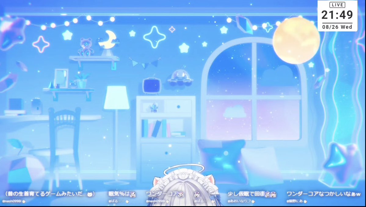 blue_oinari's tweet photo. 月乃ねむり 雑談
おつねむでした〜🌙
一生のうちに二度とされることはないであろう質問、何度かされた気がしますw
眠いと言っていたけど、配信中に腹筋したり リスナーとだるまさんがころんだをやったりしてる内に覚醒してきた模様😂
ドアップになると目が綺麗なの際立ちますねぇ✨️
 #ねむるーと https://t.co/5z1mr1IlNV