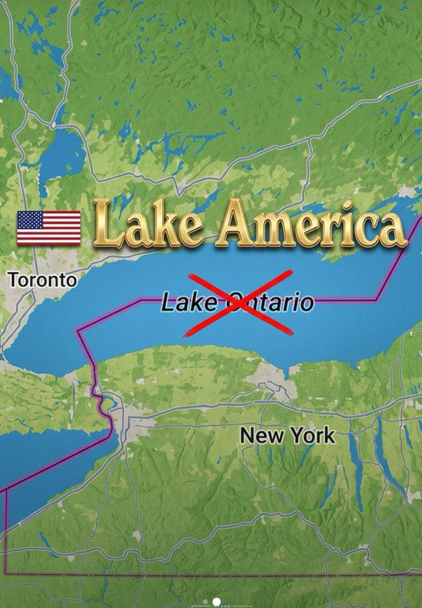1863Wolf's tweet photo. @Michael59302787 I like the look of this 👇
                                          🇺🇸
                                      Toronto

Gives me hope. 
Also the  ❌ on the imaginary border 

Make Canada the 51st State! https://t.co/xyZBNsvICr