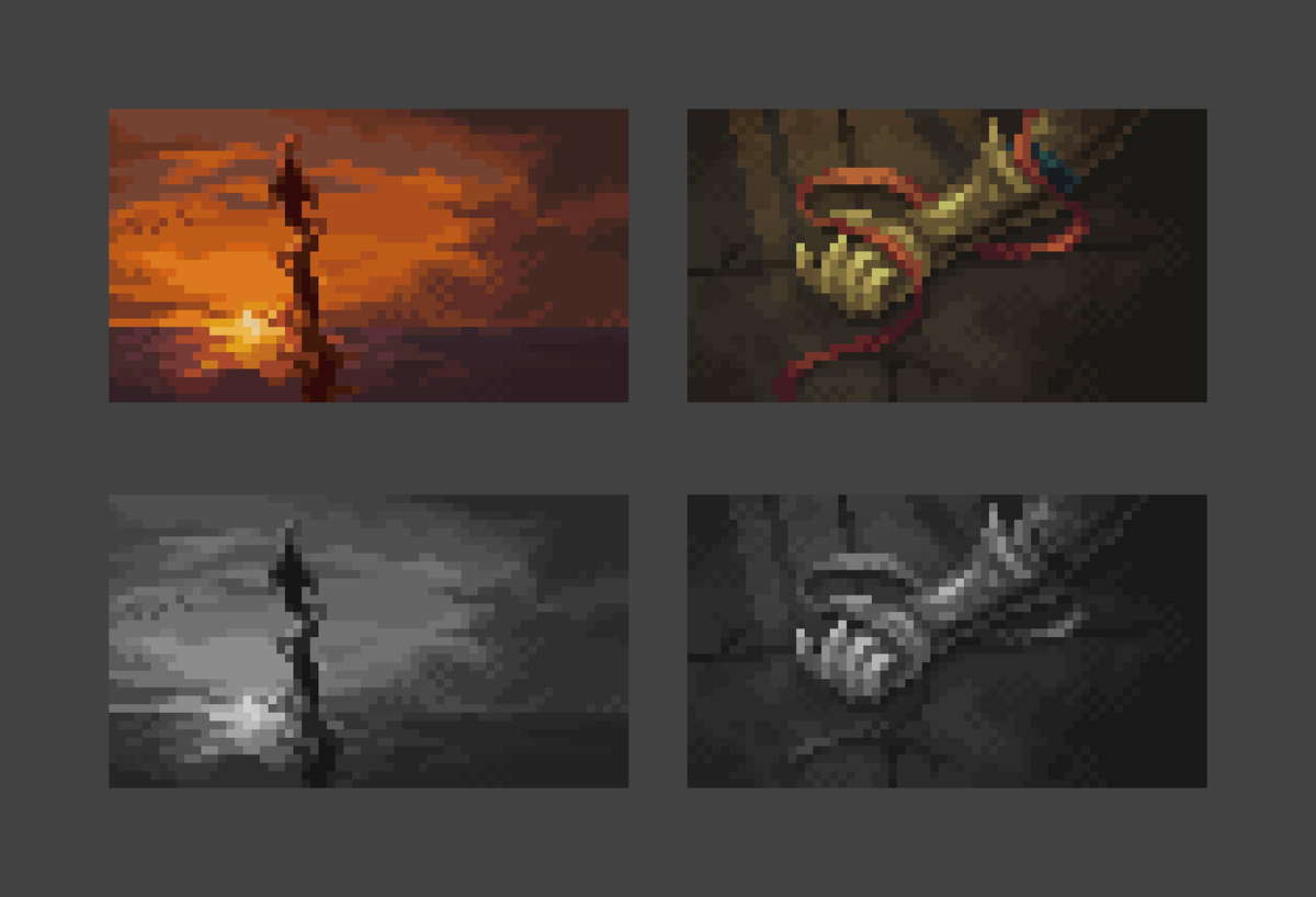 Sylvia_Voolf's tweet photo. Did small #pixelart thumbnails before starting a bigger version https://t.co/ZjkwyZqTC1