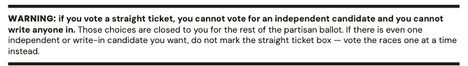 indgop's tweet photo. Hey @jstewartIndy, this @GregforIndiana voter guide information is wildly inaccurate. It does not "lock" your ballot. A voter may vote a straight ticket then individually select any candidate they wish. It's called scratching. https://t.co/jRlbU3ejS5