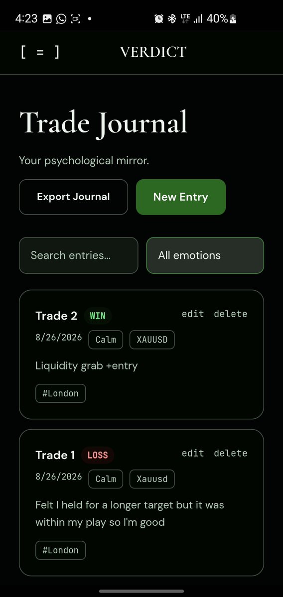 Bagchaser3310's tweet photo. Second Trade of the day 
$XAUUSD SHORT 🔻
+4r 
Logged and journalled on verdict✅️

Try verdict out for free👇
 https://t.co/uOwRobwuLj…

And don't forget you can get an Atlas account for just $5 pay after you pass 👇
https://t.co/ScBfs8orHE… https://t.co/HdjUnPz27u