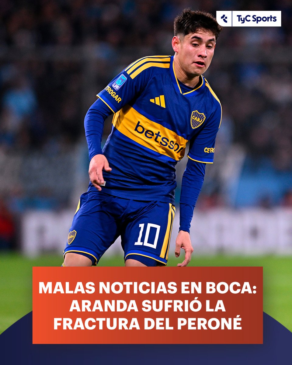 TyCSports's tweet photo. MALAS NOTICIAS EN BOCA 🚨🔵🟡

Tomás Aranda no pudo terminar la práctica, se fue a hacer estudios médicos y los mismos determinaron que sufrió una fractura del peroné. https://t.co/ZGvzgDBzt6