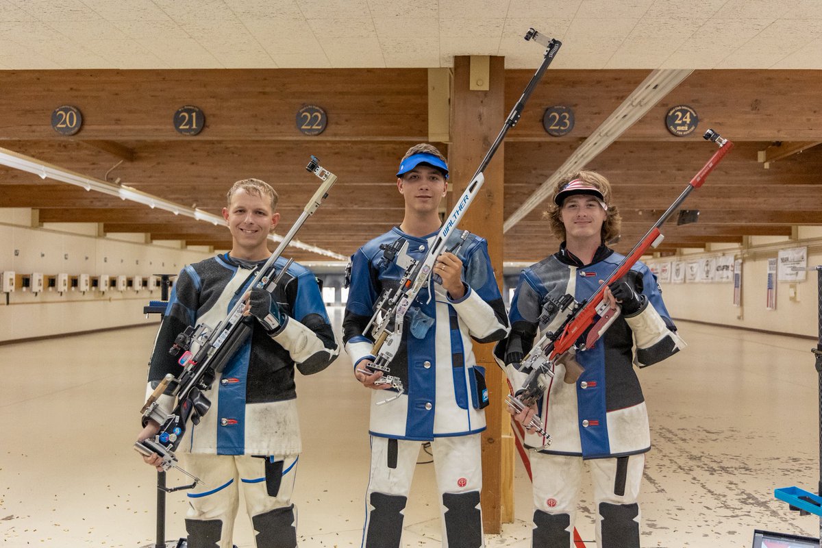USAShooting's tweet photo. Men’s Smallbore champions 🙌
🥇Braden Peiser
🥈Ivan Roe
🥉Gavin Barnick
Congratulations to the 2026 USA Shooting Rifle Fall Selection Match Men’s 50m Rifle 3 Position medalists!
#champion #medal #ontheline https://t.co/FoyCw1gAfs