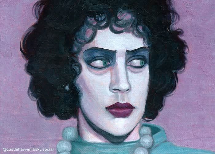 castlehavven's tweet photo. My oil portrait of Tim curry. Rip :( https://t.co/pbCTbu3Nhx