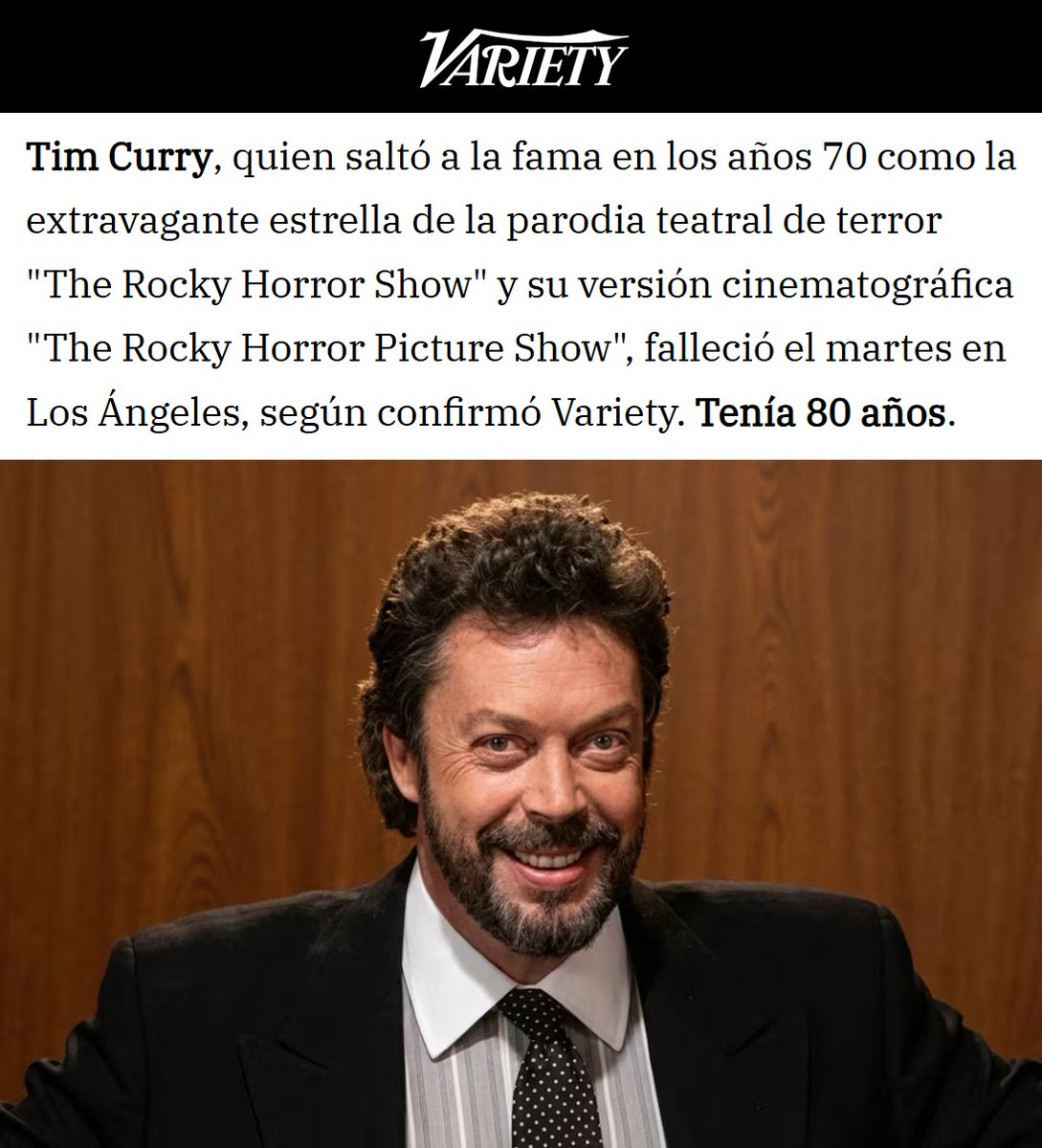 porquetendencia's tweet photo. "Tim Curry":
Porque informan que falleció a los 80 años https://t.co/sIO2rghpmC