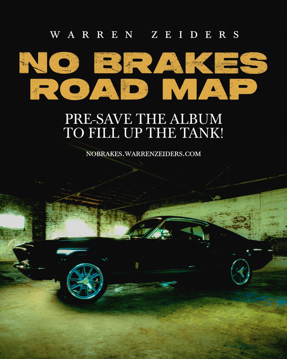 WarrenZoiders's tweet photo. On The Road To My New Album 😎

Help fill up the gas tank on my '67 Mustang by pre-saving NoBrakes before it's out September 25th 🛞👉🏼 https://t.co/hgjKvDs0Av