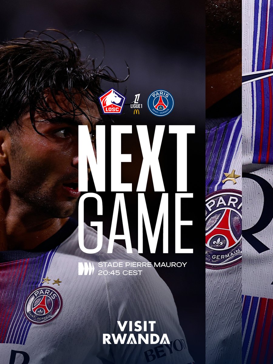 PSG_inside's tweet photo. Prochain rendez-vous : Lille ⚔️

#LOSCPSG I @visitrwanda_now https://t.co/Q58d2diIqF