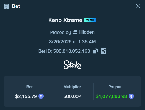 degen_lab's tweet photo. From a $2,155 bet… to $1,077,893 on Keno Xtreme🤯

Drop your @Stake username for a chance to win some balance https://t.co/fNSHHeY8Fp