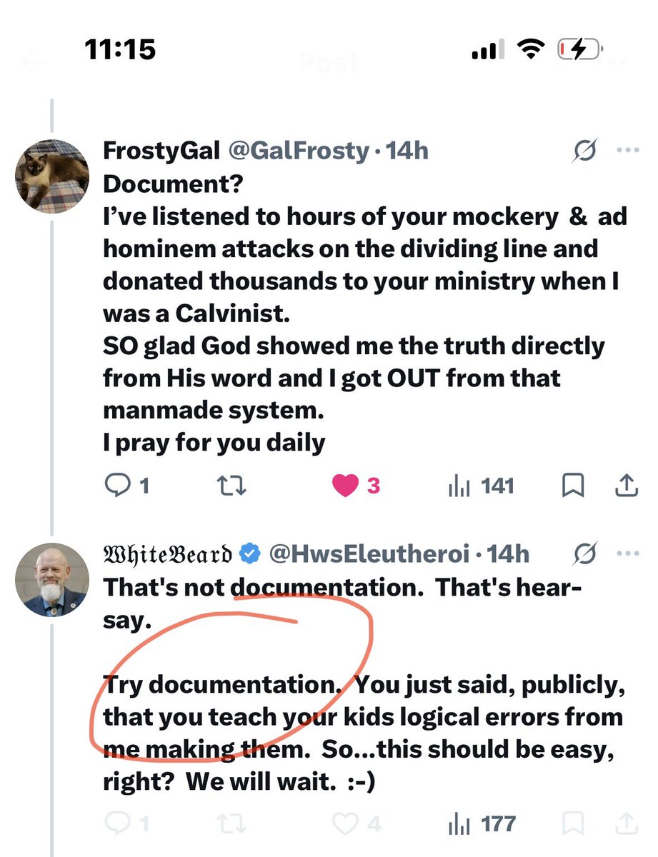 GalFrosty's tweet photo. Well, @HwsEleutheroi promised “we’ll wait” for documentation of his logical fallacies in debates. Well, he didn’t wait. He blocked.  But here’s the sauce- 
JW used The Invincible Ignorance fallacy, ignoring 29 cited scriptural  texts from his opponent

https://t.co/2QaTg6nJ0W… https://t.co/wlkwNFK8AU