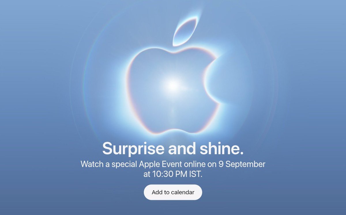 stufflistings's tweet photo. Apple Event India time - September 9, 10:30 PM. https://t.co/pctX7DyLRe