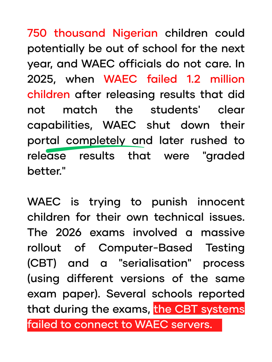 wearegst's tweet photo. Waec is trying to bully Nigerian children. https://t.co/rXDR6xIXPk
