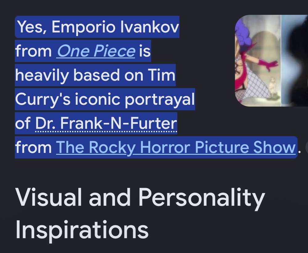 BlacktyonteXavi's tweet photo. Rip to Tim Curry!

Always remember Oda based off Emporio Ivankov character design off  Tim Curry portrayal as Dr. Frank-N-Further, from the movie The Rocky Horror Picture Show. https://t.co/6Y1btkg7Kr