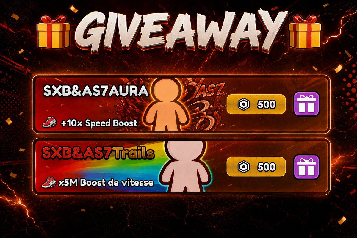 whoisbrbq7's tweet photo. 🎁 GIVEAWAY TIME! 🎁

بنسوي قيف أواي على:
⚡ SXB&amp;AS7Trails — x5M Speed Boost
🔥 SXB&amp;AS7AURA — +10x Speed Boost

الشروط تحت : https://t.co/I1IXx2z10o