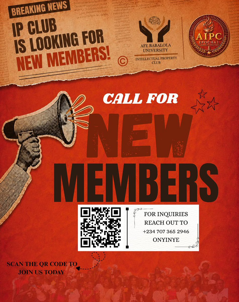 AbuadIPClub's tweet photo. The ABUAD IP CLUB is officially open to welcoming a new family. To be a part of us (member) all you have to do is scan the QR Code or tap the link below 

https://t.co/SqY0yK0H2i

We look forward to having everyone on board☺️🧡 https://t.co/oMbrTvb9jY
