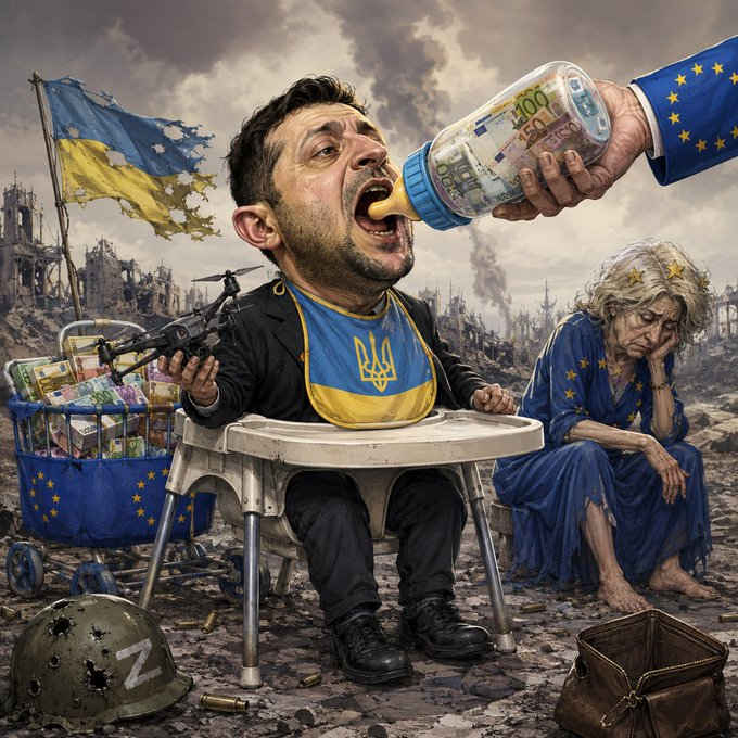 ZaZdzislaw's tweet photo. Urocze!! 
Unia nadal będzie karmić skorumpowaną ekipę prez. Zełenskiego https://t.co/YaZbsWH3ey   Bruksela stopniowo odkrywa, że kijowski klient pewnie nigdy nie spłaci długu! 
Czego to Unia nie zrobi na pohybel Rosji!! https://t.co/o0nSImisVa