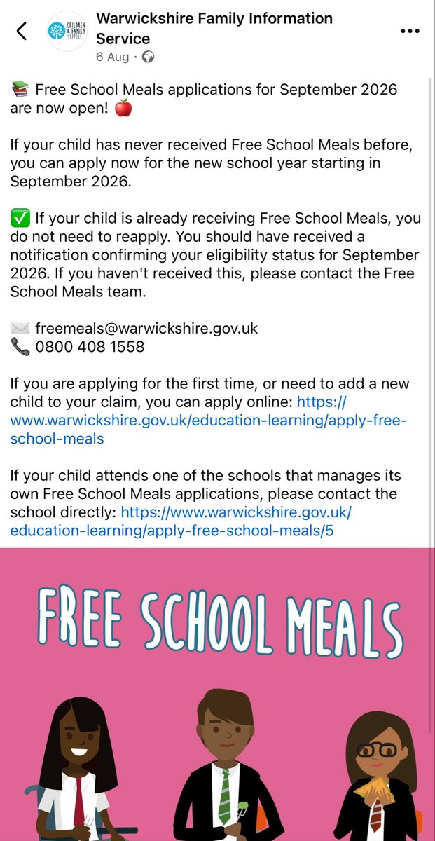 TQEA_Principal's tweet photo. Following the recent changes to Free School Meal eligibility, we’ve already received a large number of notifications from Warwickshire County Council, showing that many more pupils are now eligible to receive free school meals. 

If you think your child may qualify, please take a few moments to check and apply via the details below.