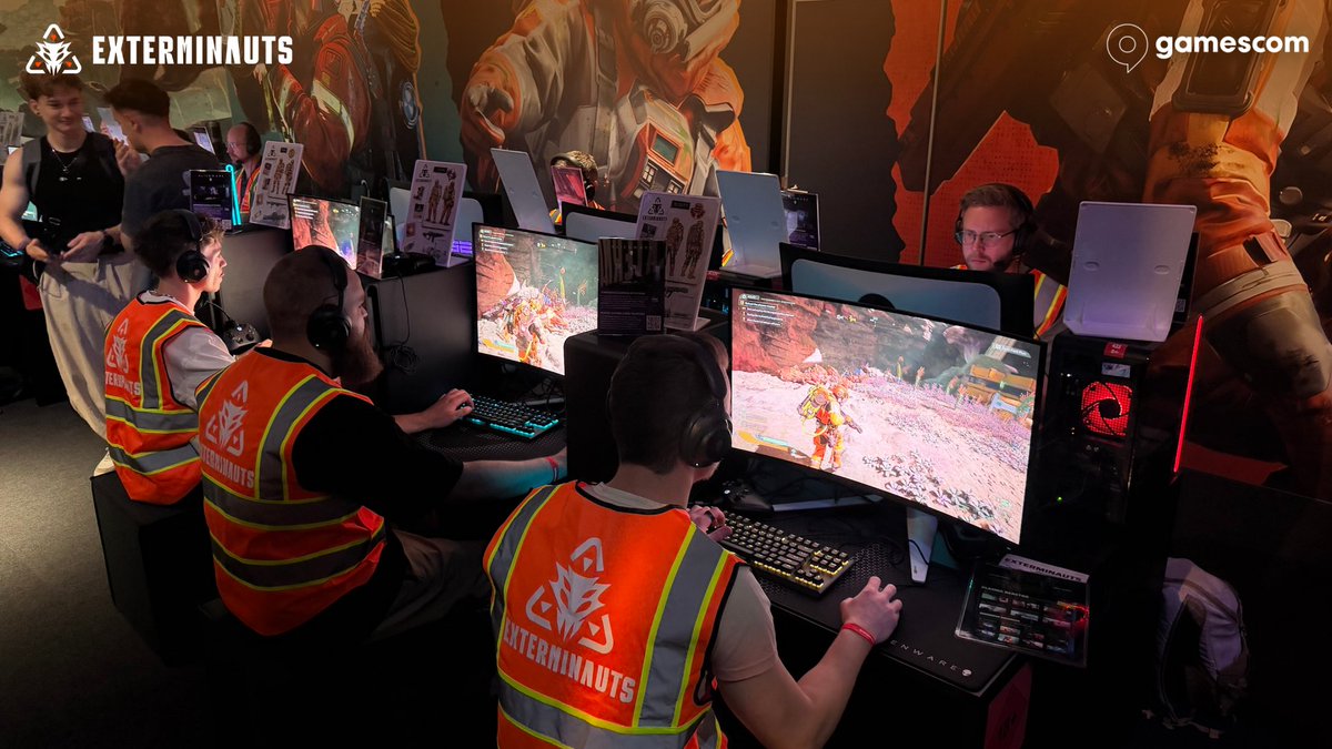 Exterminauts_'s tweet photo. The Exterminauts Field Office is officially open at gamescom, and the first new hires are already discovering what “routine maintenance” looks like on Planet Tian.

REMOTE PUNCH-IN: Can’t make it to Cologne? Tag the two crewmates you’d bring to Planet Tian below to clock in remotely. We’ll pick 10 participants across all platforms for an Exterminauts gamescom merch bundle.

#Exterminauts #CoOpGaming #PvEShooter