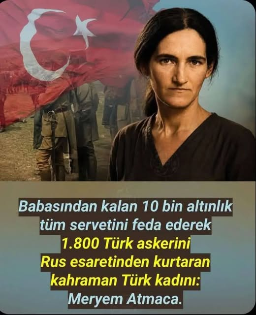 TOPRAK_2_'s tweet photo. Tüm servetini Türk askerlerini Rus esaretinden kurtarmak için harcayan asil Türk kadını: Meryem Atmaca.
Babasından kalan 10 bin altınlık tüm servetini feda ederek 1.800 Türk askerinin Rus esaretinden kurtarılmasına vesile oldu.
I. Dünya Harbi'nin ardından 1.800 esir Türk askeri, Rusya'nın Sibirya bölgesindeki kamplarda tutuluyordu.
1917 Rus Devrimi'nin ardından esirlerin yurda getirilmesi için diplomatik girişimler başladı. Ancak çatışmalar, ekonomik sıkıntılar ve yaşanan kayıplar süreci zorlaştırdı.
Bu dönemde Rumiye Başkonsolos Vekili Yüzbaşı Ali Rıza Bey'in eşi ve Übeydullah Efendi'nin kızı Meryem Atmaca devreye girdi.
Varlıklı bir aileden gelen Meryem Atmaca, Millî Mücadele'nin hemen başında babasından kendisine kalan 10 bin altını, Sibirya'daki 1.800 Türk askerinin kurtarılması için kullandı.
Tüm servetini bu uğurda feda eden Meryem Atmaca, hayatını yoksulluk içinde tamamladı; ardında ise unutulmayacak büyük bir fedakârlık bıraktı.
Meryem Atmaca'yı saygı, rahmet ve minnetle anıyoruz. Adı da fedakârlığı da unutulmasın.❤️🇹🇷
İçerik : @turk_tarih_cemiyeti İnstagram sayfasından alınmıştır….