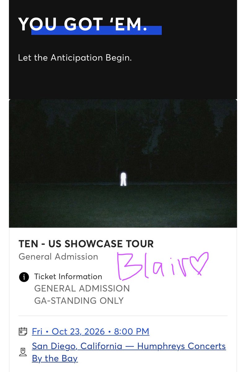 TENand10VELY's tweet photo. i am so so happy and excited to officially say i will be seeing ten in san francisco, san diego, and LA 🥺💜 https://t.co/8OCQmMEXzm