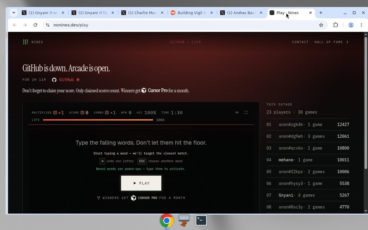 gnyani7's tweet photo. Twenty three people on it now. Top named score is already over 10k for a month of Cursor Pro.
https://t.co/uB3fRxxcKn https://t.co/tH4n7uayso