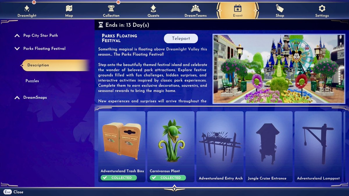 ComftyChaos's tweet photo. Now for the Park Floating Festival puzzles 3 and 4! 🧩
Head to the Adventureland sign and you’ll see a “complete puzzle” request on the ground. Finish the puzzle and the reward is the Adventureland sign! ✨
#DDLV #DDV #DLV #DisneyDreamlightValley https://t.co/OF5J7eIFta