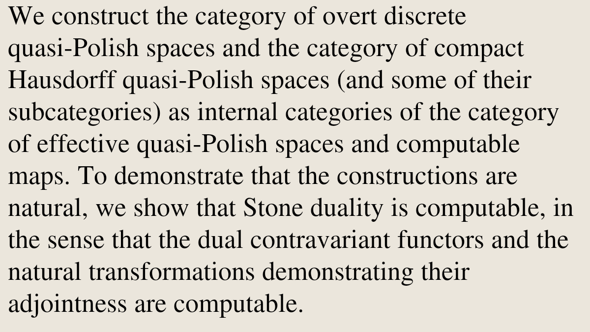 CategoryPapers's tweet photo. Effective quasi-Polish categories of overt discrete spaces and compact Hausdorff spaces

Matthew de Brecht
https://t.co/A218ulLPir [𝚖𝚊𝚝𝚑.𝙲𝚃 𝚌𝚜.𝙻𝙾 𝚖𝚊𝚝𝚑.𝙻𝙾] https://t.co/vDHj7UiN9O