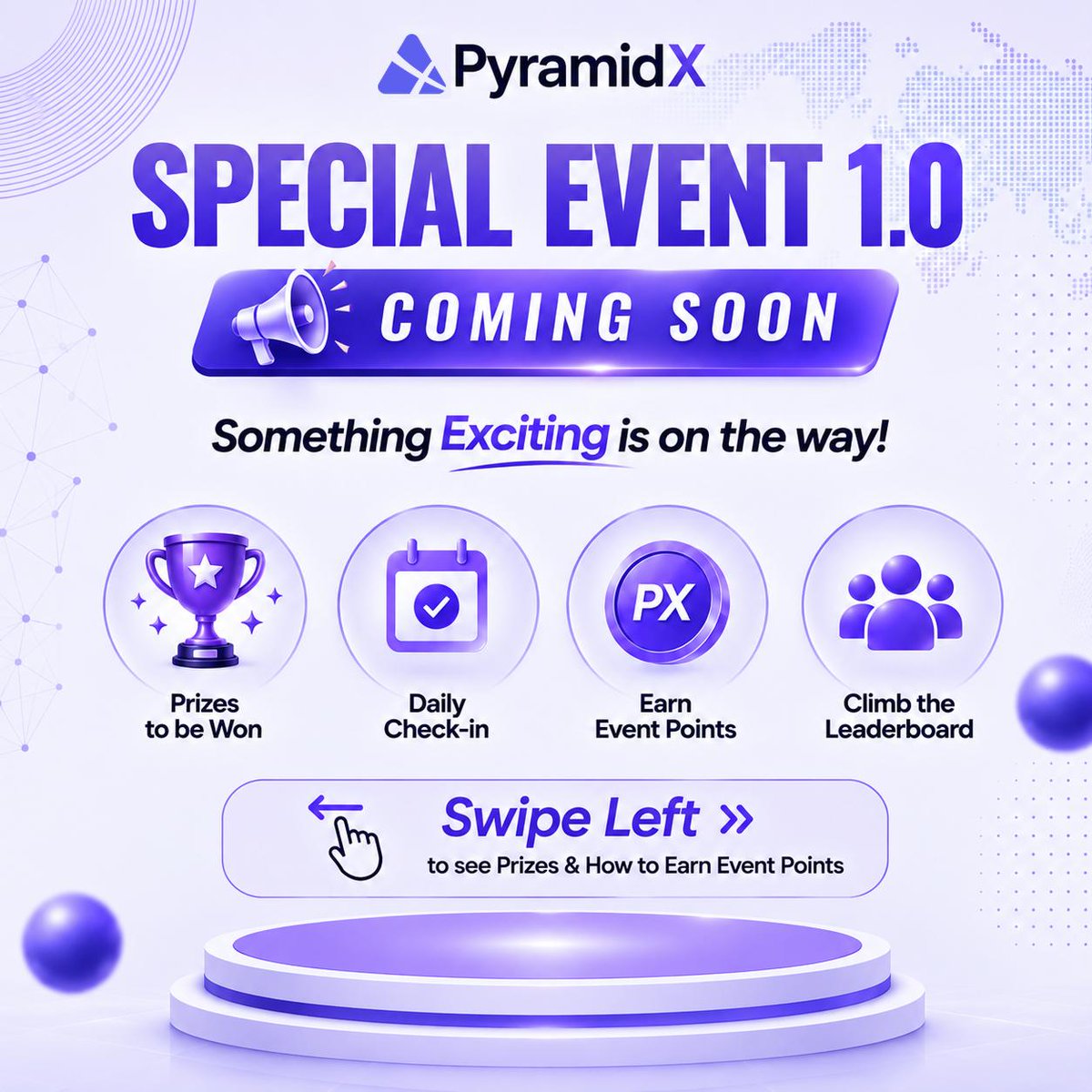 px__network's tweet photo. ๐ SPECIAL EVENT 1.0 IS COMING!
Mine, stay active, earn Event Points & climb the global leaderboard.
1 PX = 1 Event Point
+10 points for daily check-in
Top 1,000 miners win rewards
1โ30 September 2026
Every point counts.
Ready to climb?
#PyramidX #PXNetwork #PX #SpecialEvent https://t.co/cuhRdX5Hej