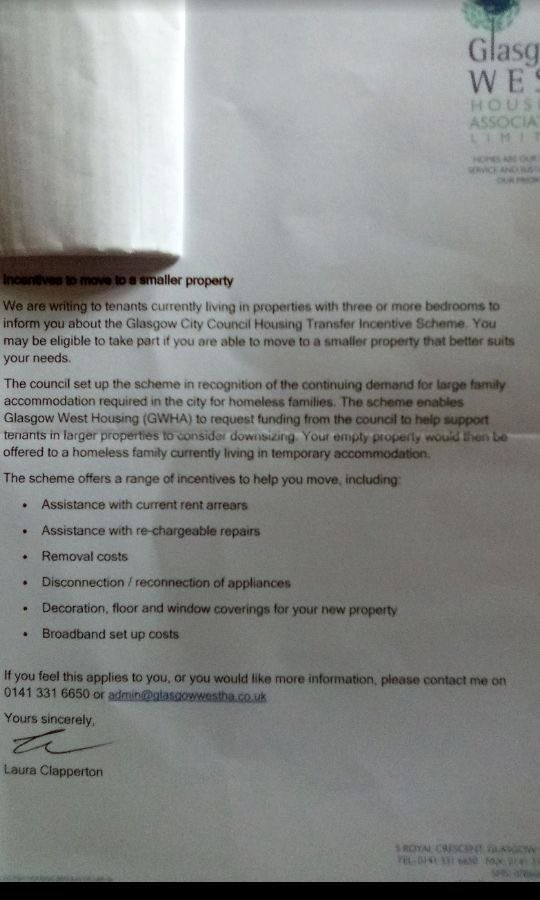 MediaSOI's tweet photo. Glasgow City Council are sending letters to housing tenants encouraging them to leave their properties so 'others' can move in.

We all know why they want your homes.

Glasgow has received 59% of all asylum seekers in Scotland...

https://t.co/Fwr2RUQDtt https://t.co/IJmURVESmt