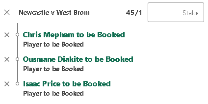 _InTheBook_'s tweet photo. 🟨 NEWCASTLE vs WEST BROM 🟨

Booking trebles 👀📊

🔥 Diakité + Nzingoula + Campbell
🔥 Diakité + Mepham + Price
Who’s getting booked? 🟨👀

#NUFC #WBA #CarabaoCup #BookingTips https://t.co/lqHmvjCNSZ