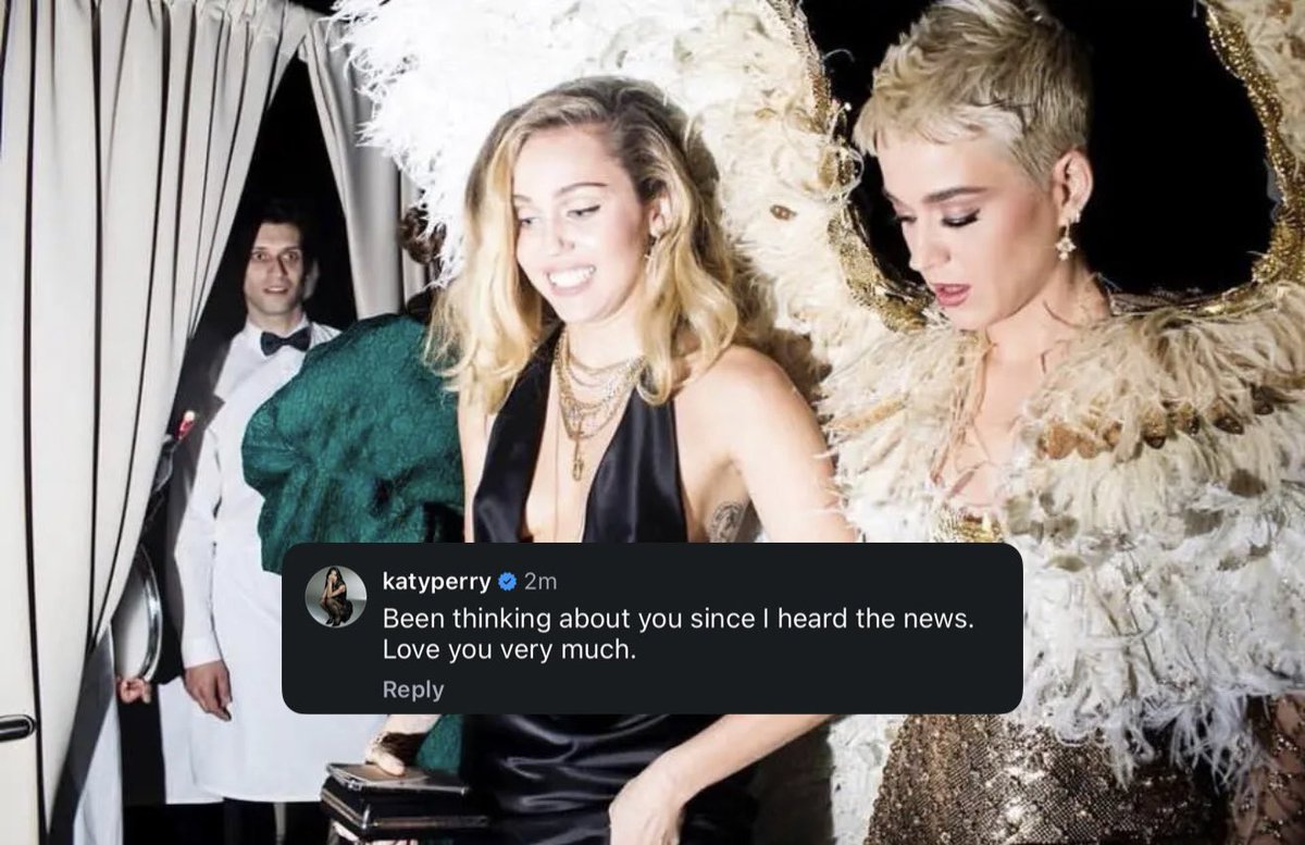 themcscoop's tweet photo. Katy Perry left a heartfelt comment on Miley’s post following the news of Dolly Parton’s passing: 

“Been thinking about you since I heard the news. Love you very much.” https://t.co/fI1Xnc2Oa2