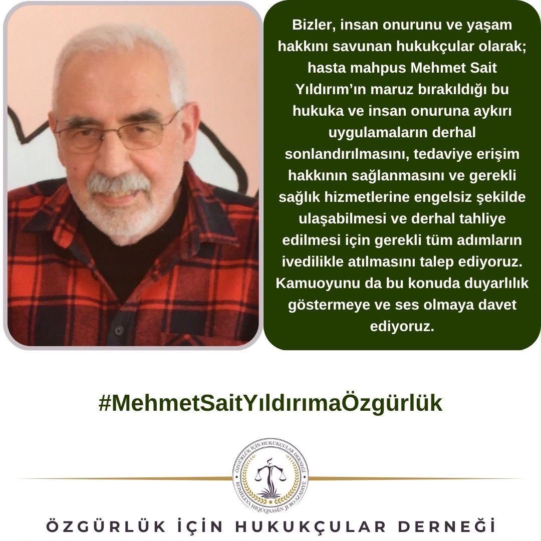 ohdgenelmerkez's tweet photo. #MehmetSaitYıldırımaÖzgürlük https://t.co/QnJfRqE6Hg