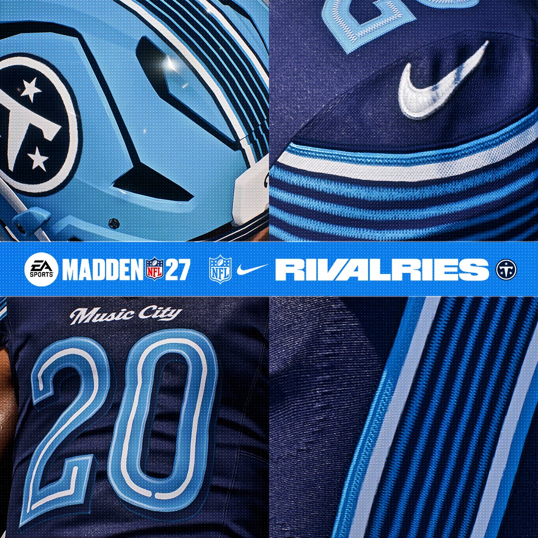 EAMaddenNFL's tweet photo. Rock Music City in #Madden27.

The @Titans NFL x Nike Rivalries uniforms are in-game now. https://t.co/4Q3VnfwIBA