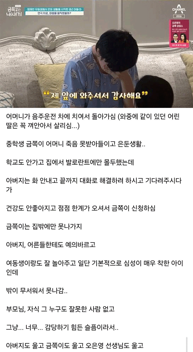 hifriends7640's tweet photo. 금쪽이 방송 중 가장 슬펐던 회차 https://t.co/23dhtOfaAN
