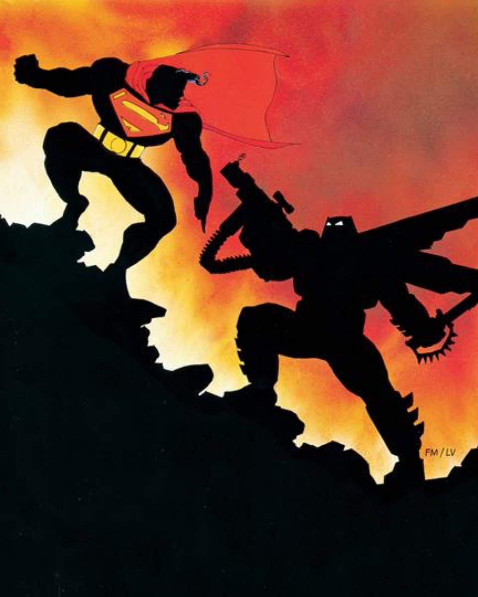 HistoftheBatman's tweet photo. 40 years ago on August 26, 1986, Batman and Superman have one of the most iconic battles in DC Comics history in the conclusion to Frank Miller’s “Batman: The Dark Knight Returns”. #Batman #Superman #DKR 

🖼️: Art by Frank Miller, Klaus Janson, Lynn Varley, &amp; John Costanza https://t.co/m4XOKtgEl9