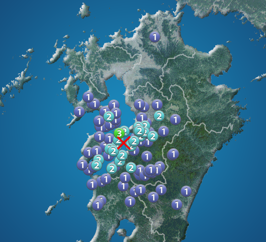 wni_jp's tweet photo. 【地震情報】
8月27日 4:26 震度3
震源：熊本県天草・芦北地方 M3.8 深さ約10km
この地震による津波の心配はありません。
https://t.co/wUn0hyMnEg https://t.co/wPN3qrVQ1W