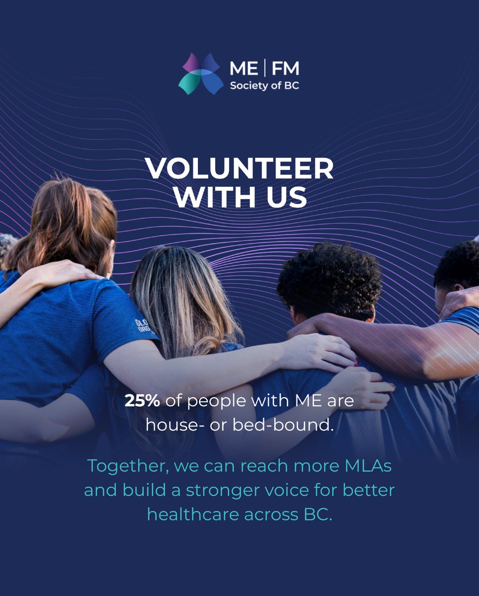 mefmbc's tweet photo. 25% of people with myalgic encephalomyelitis (ME) are house- or bed-bound.

possible, and they don't often reply to those outside their ridings. The more volunteers
we have across BC, the stronger our advocacy.

Sign up via the linktree in our bio or email info@mefm.bc.ca https://t.co/zpcdNt5PZE