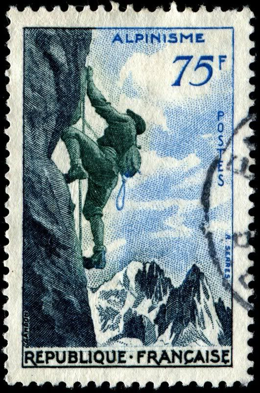TheDailyEurope's tweet photo. French postage stamp from 1956, features the "Alpinisme" design with a face value of 75 francs.
Designed and engraved by the artist Raoul Serres. https://t.co/crzStWUnce