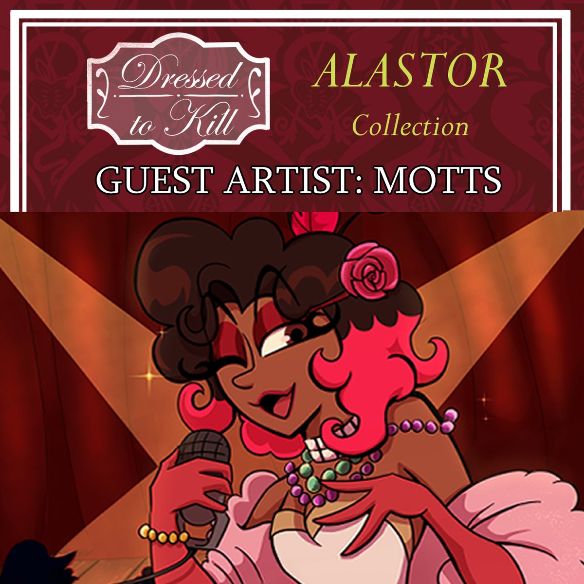 dressedtokillTC's tweet photo. Who said this was going to be about having a good time only in Hell? Amazing Al with a bit of help from Mimzy, and by the hand of Mottsfiddle🌟

Guest cards are currently only available with the complete collection. Until August 29!

#hazbinhotel #alastor https://t.co/79X0j08BPm