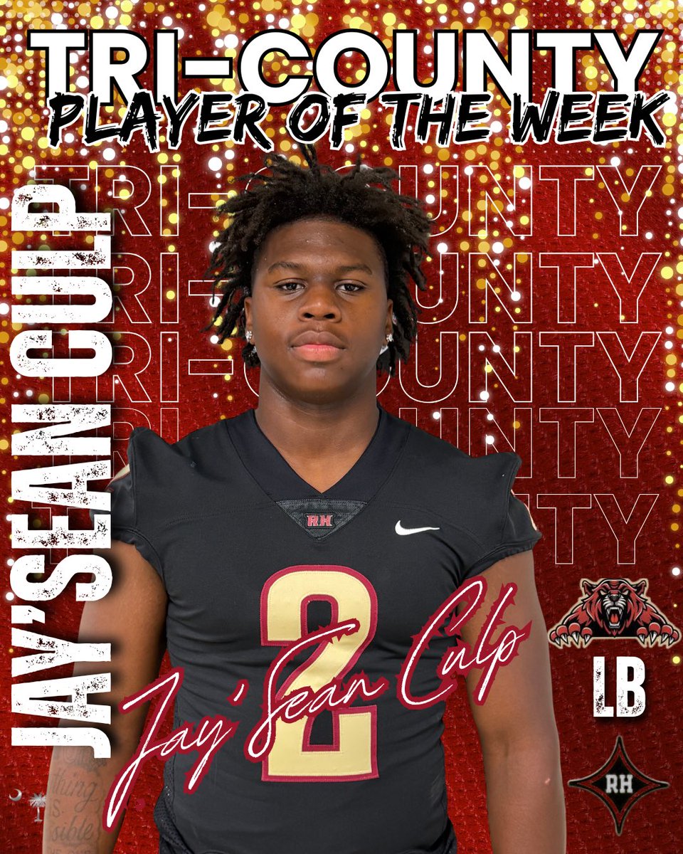 RHHSBearcatsFB's tweet photo. BEARCAT NATION — LOCK IN. 🐾🔥

Tri‑County Players of the Week
• Special Teams — James Heckard
• Offensive Lineman — Michael Tadi
• Player of the Week — Jay’Sean Culp

These dudes didn’t get lucky, they earned it. Standard raised. Momentum built. Keep stacking. #EarnIt https://t.co/X6KulBIKOs