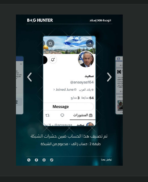 Birdsqb2's tweet photo. @anaayaa164 @saeedziad أداة التحليل وكشف اللجان @bughunter_App أظهرت ان هذا الحساب زائف (طبقة 2- #ذباب_إلكتروني)
ولديه نمط متكرر في المحتوى :
تبني أجندة الوحدة 8200 
للحفاظ على مساحة رقمية أكثر أمنا ومصداقية يوصى بالإبلاغ عنه:
https://t.co/I0nvRUa9GG https://t.co/9lG8VS2AFa