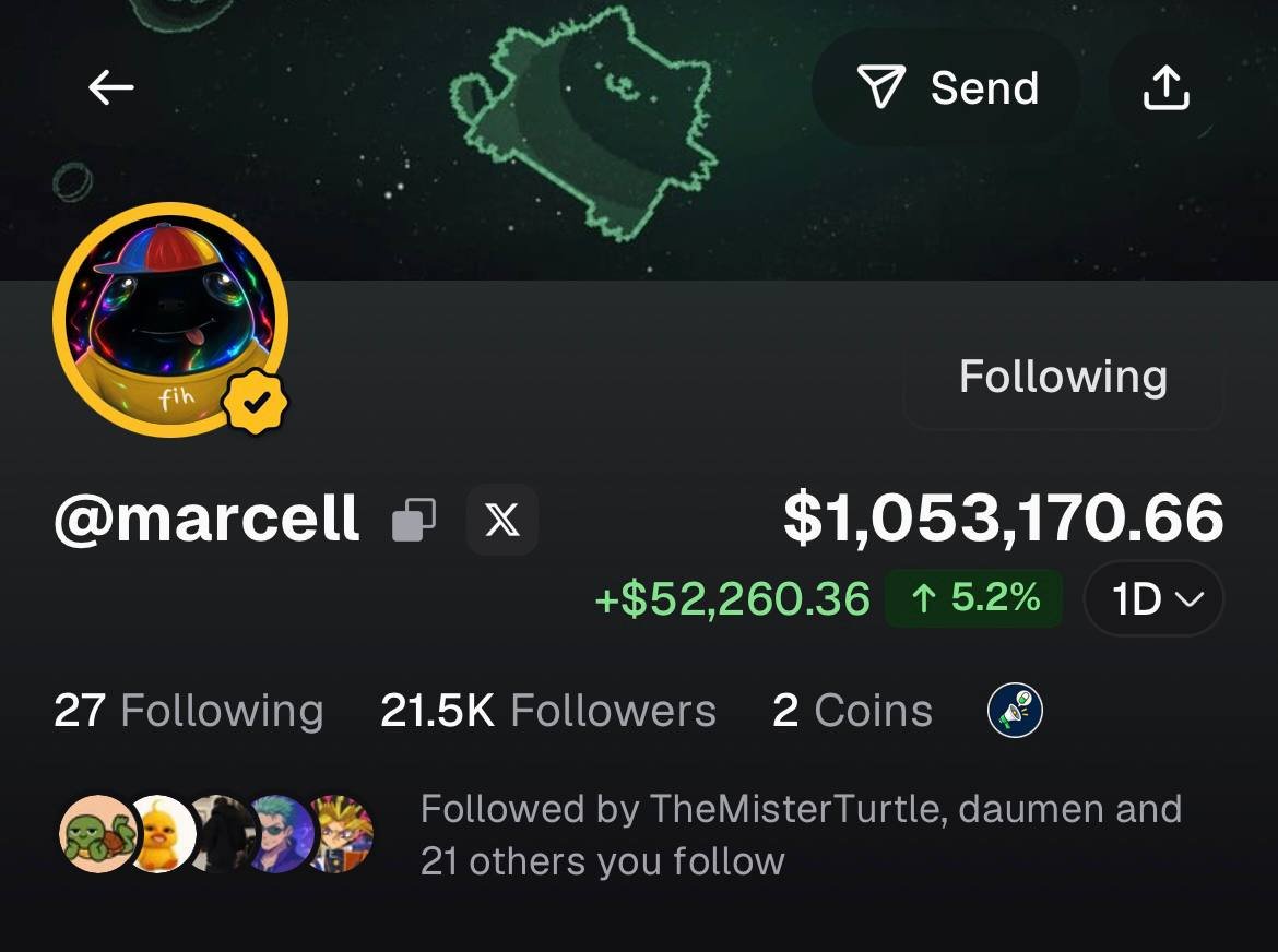 PumpfunEco's tweet photo. Seven figures for @MarcellxMarcell. His wallet just crossed $1,000,000! https://t.co/16uAMHZoP0