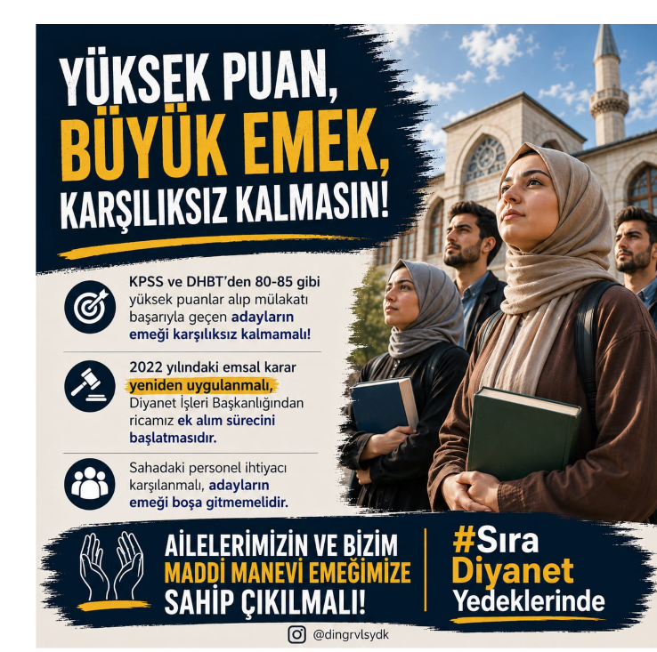 nuramftn's tweet photo. @Derin_Devlettt Bir sonuç ekranında “yedek” yazması, yıllarca verilen emeğin sona erdiği anlamına gelmemeli. Başarılı yedek adaylara görev yolu açılmalı, emekleri karşılıksız bırakılmamalı.

#DiyanetYedeklerGöreve https://t.co/5QydFlH3Kn