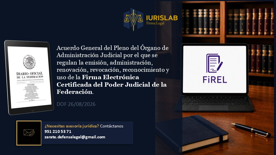 Victor_GZarate's tweet photo. 🔴DOF 26/08/2026
⚖ Acuerdo General del Pleno del Órgano de Administración Judicial por el que se regulan la emisión, administración, renovación, revocación, reconocimiento y uso de la Firma Electrónica Certificada del Poder Judicial de la Federación.
 
🔗 https://t.co/TMmUnfG29q https://t.co/TnnSOqOCAa